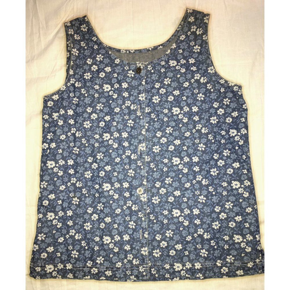 Susan Bristol floral tank sleeveless button front